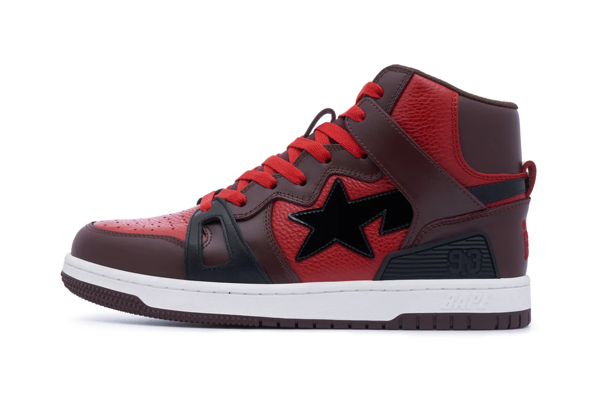 A Bathing Ape BAPE Sta 93 Hi M1 Burgundy Red