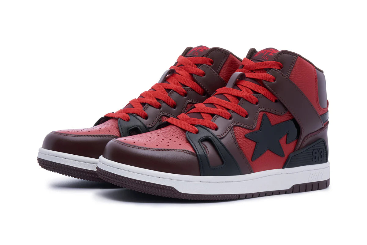 A Bathing Ape BAPE Sta 93 Hi M1 Burgundy Red
