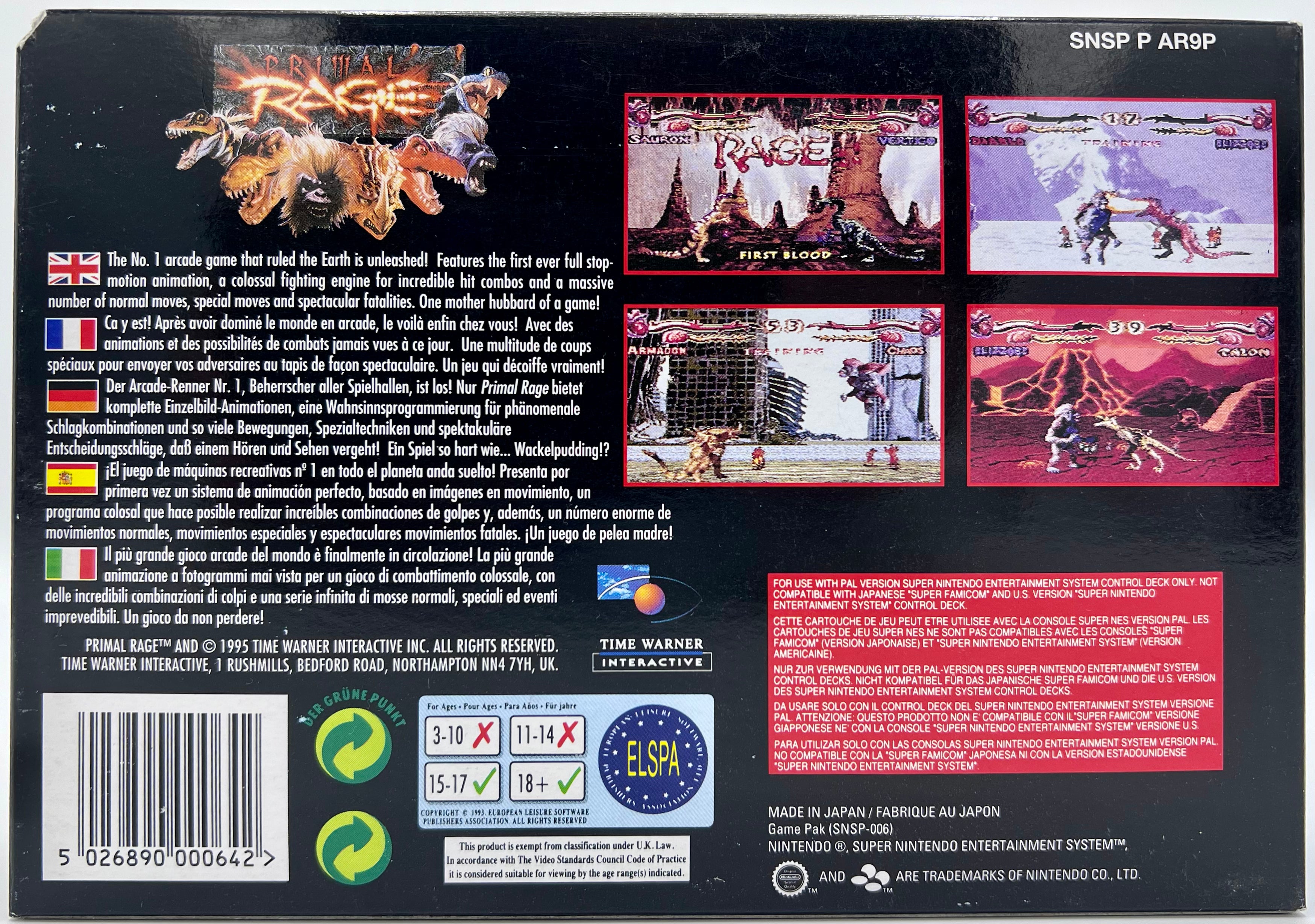 Nintendo SNES Primal Rage Neu OVP
