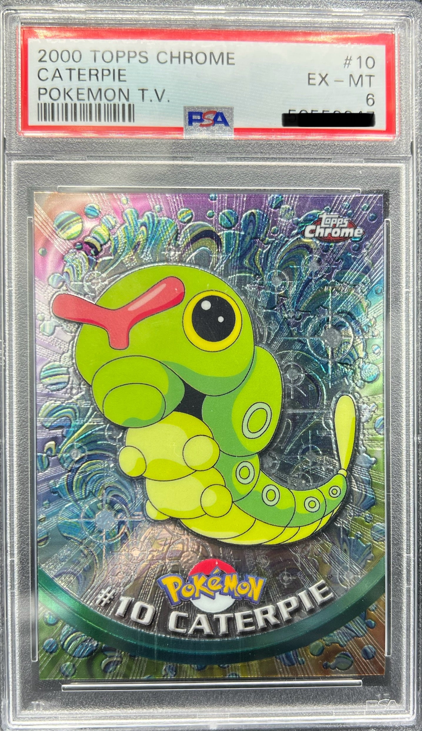 1999 TOPPS Chrome - POKEMON T.V. - Raupy Chrome Englisch PSA 6