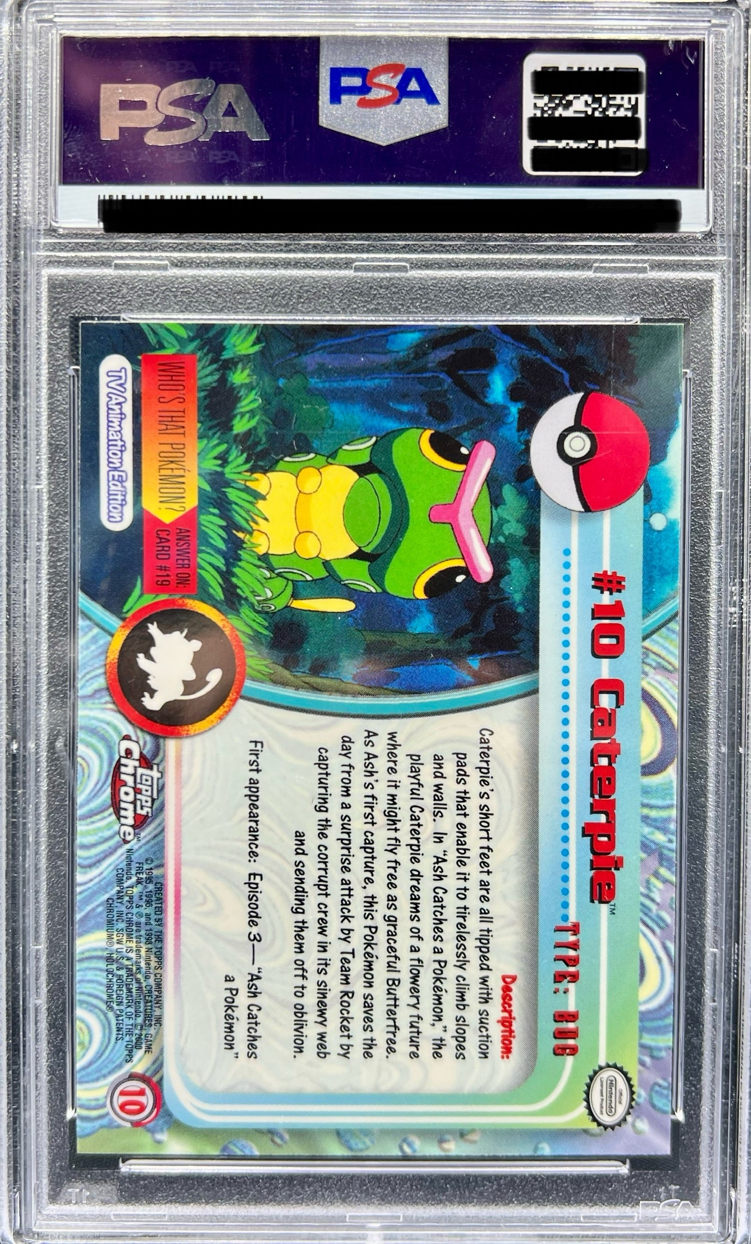 1999 TOPPS Chrome - POKEMON T.V. - Raupy Chrome Englisch PSA 6