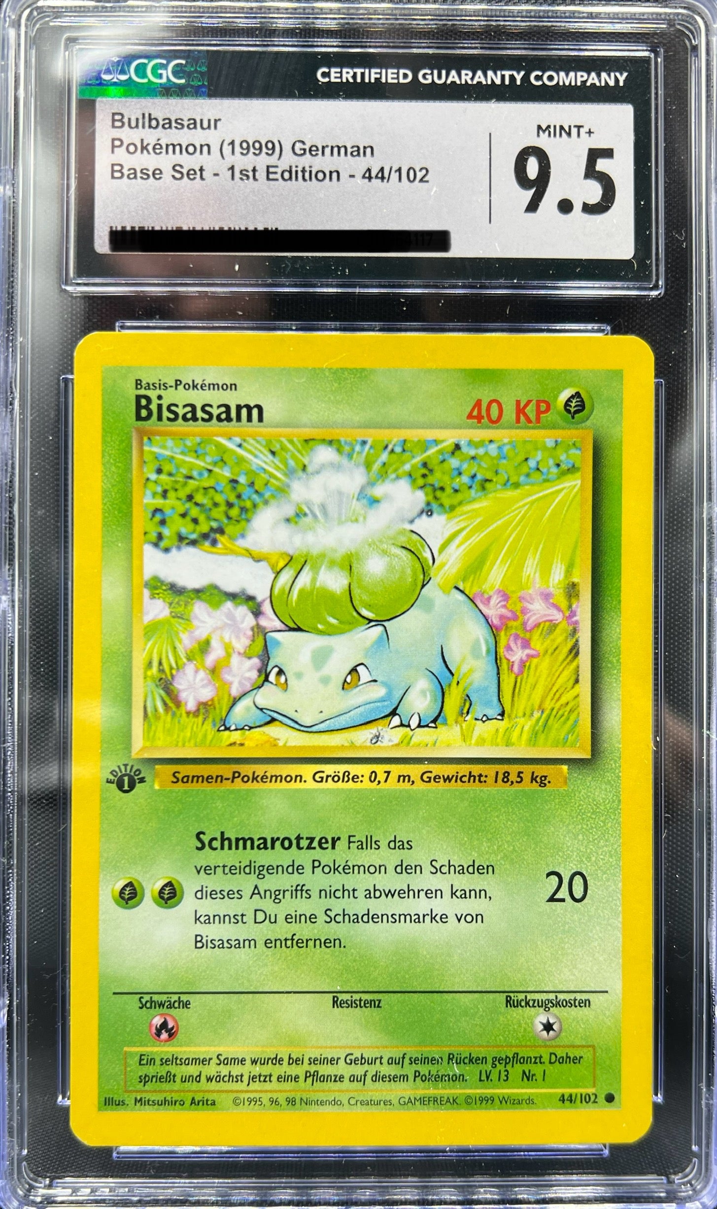 Pokemon Base Set - Bisasam 1st Edition - Deutsch CGC 9.5