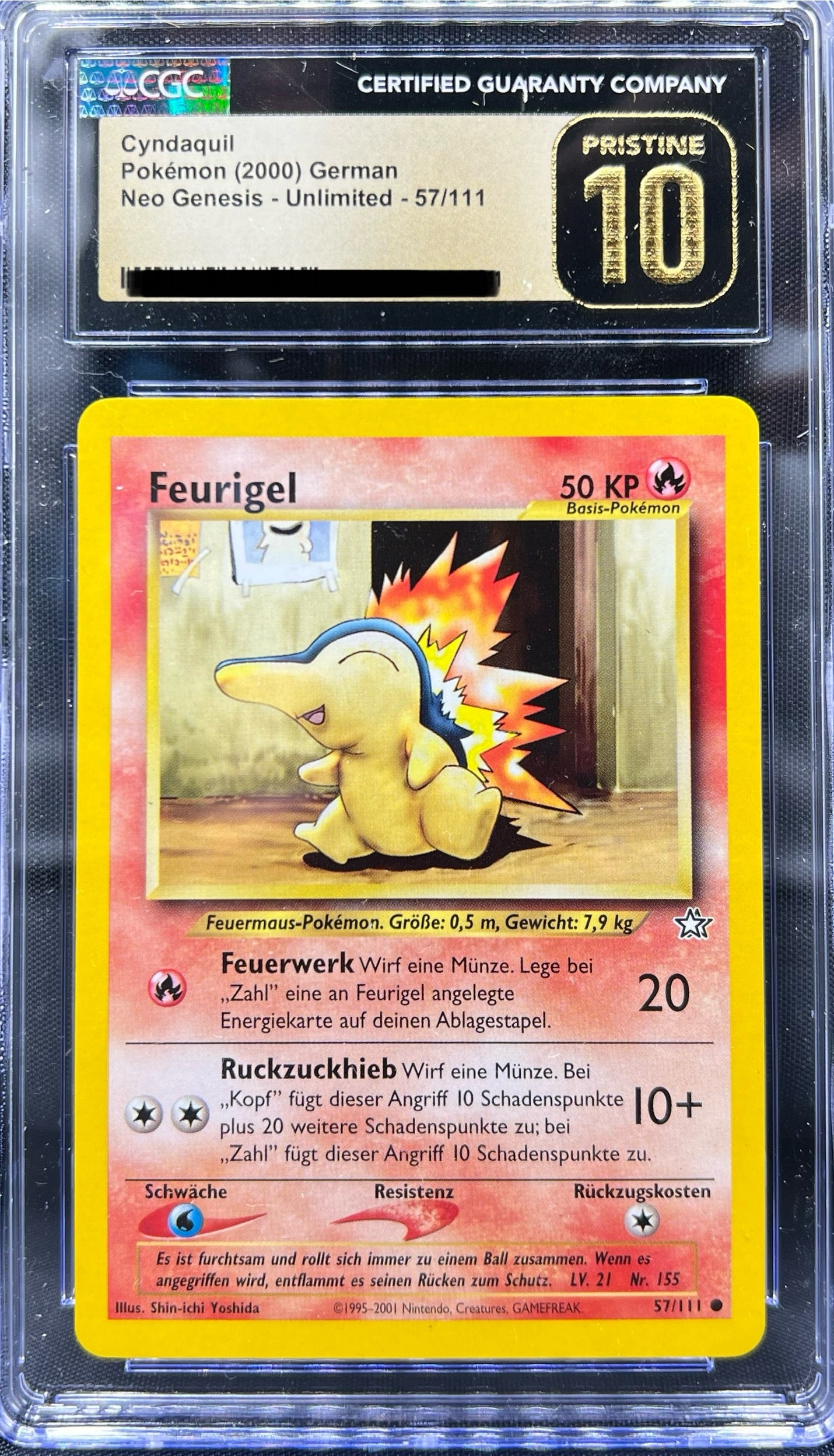 Pokemon Neo Genesis - Feurigel - Deutsch CGC 10 Pristine