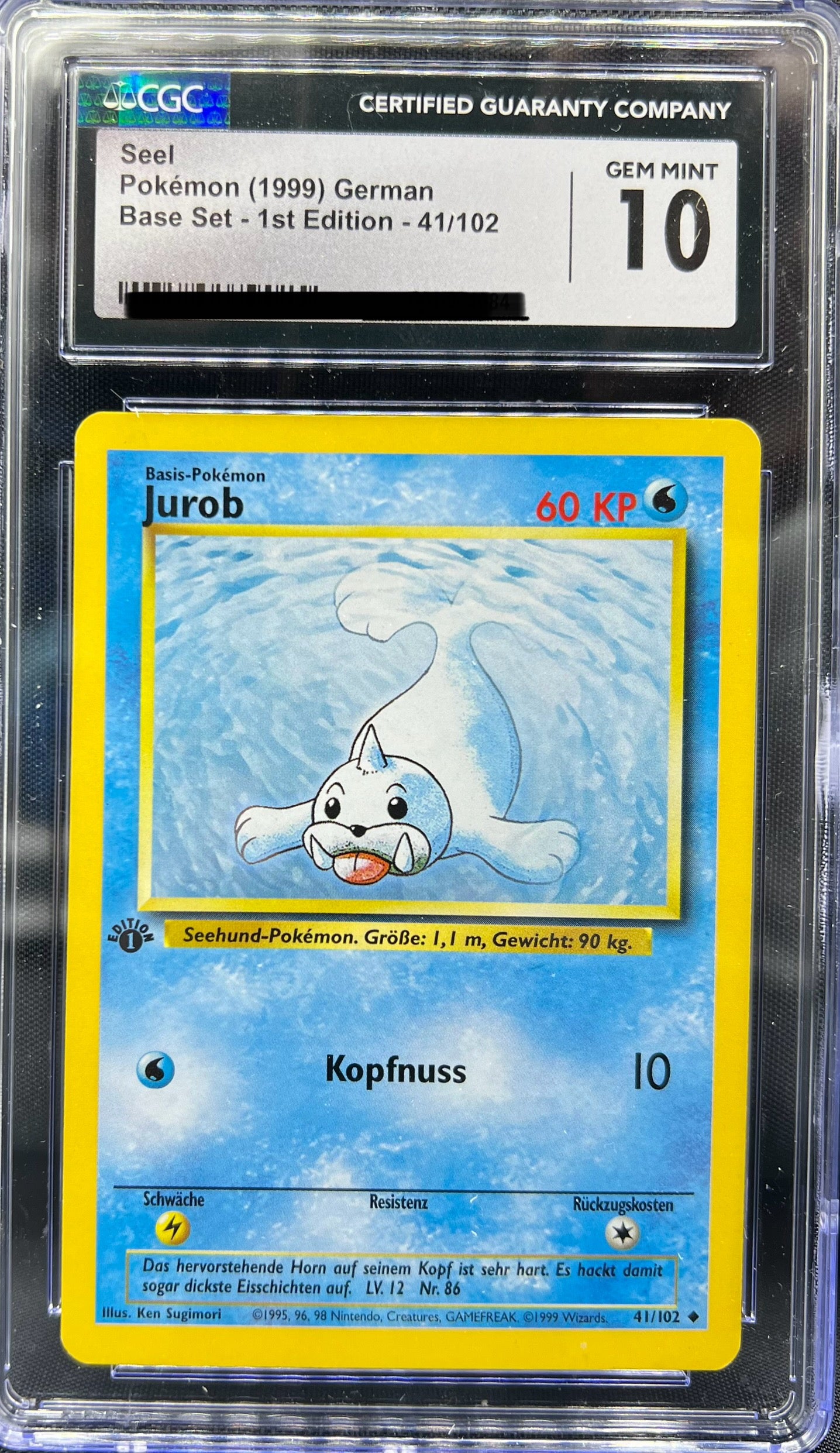 Pokemon Base Set - Jurob 1st Edition - Deutsch CGC 10