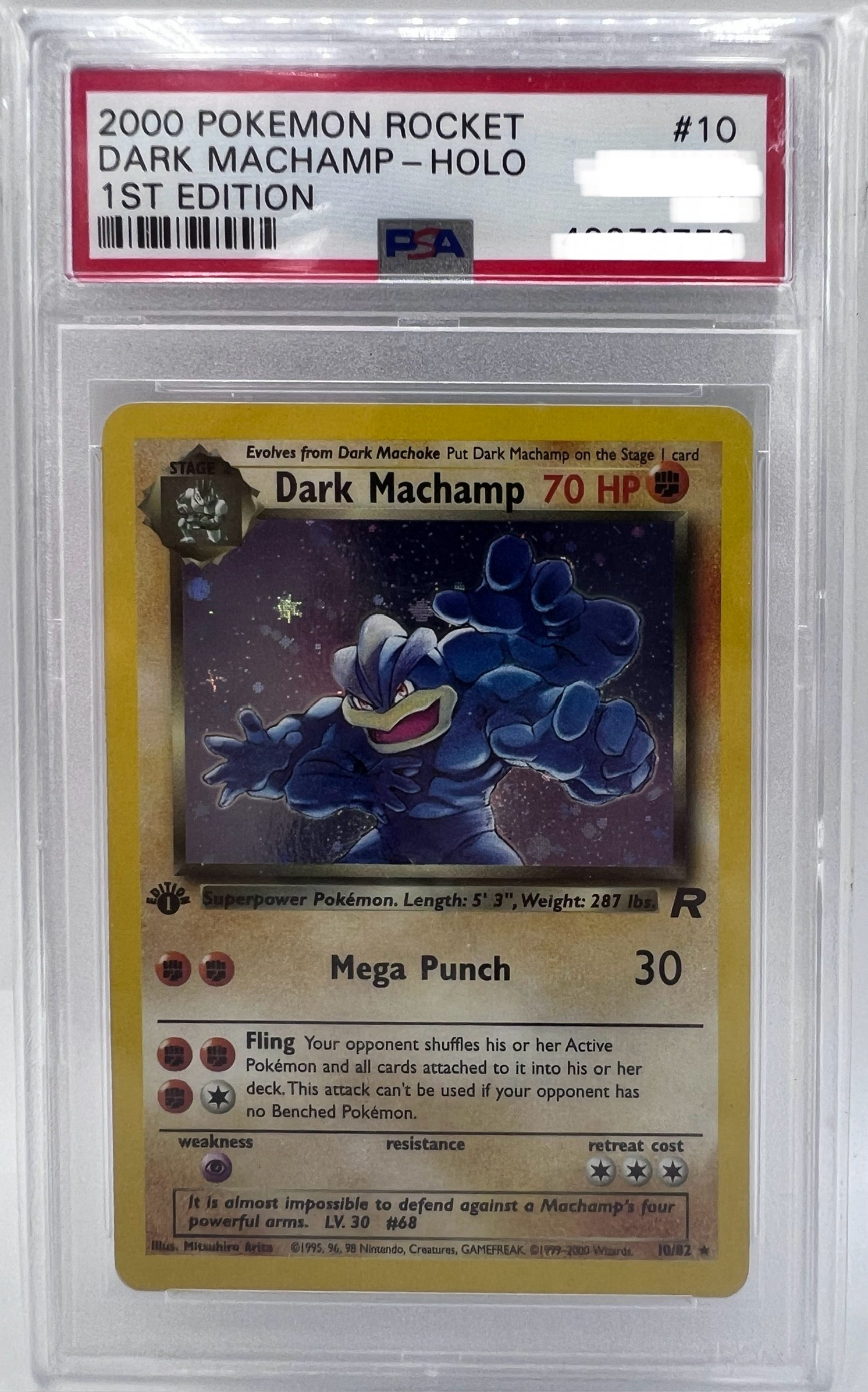 Pokemon Team Rocket Dunkles Machomei (Dark Machamp) 1st Edition Holo English PSA9