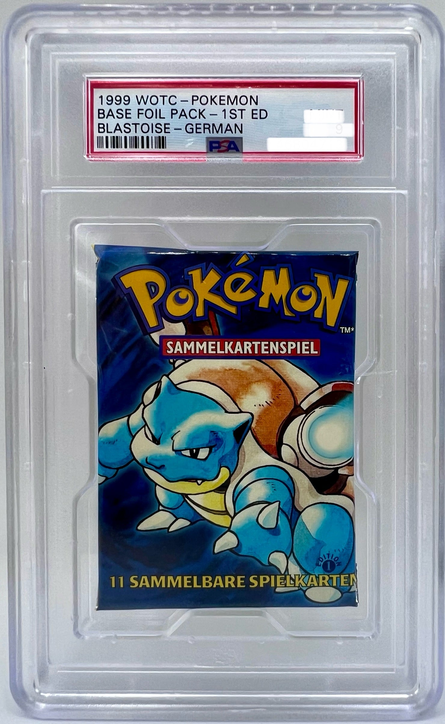 Pokémon TCG Base Set Booster 1. Edition Turtok Artwork PSA Deutsch