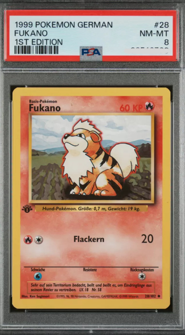 Pokemon Base Set - Fukano 1st Edition - Deutsch PSA8