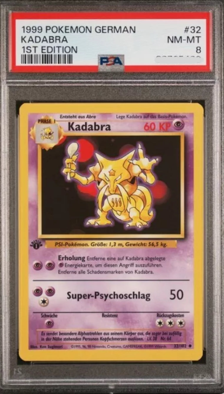 Pokemon Base Set - Kadabra 1st Edition - Deutsch PSA8