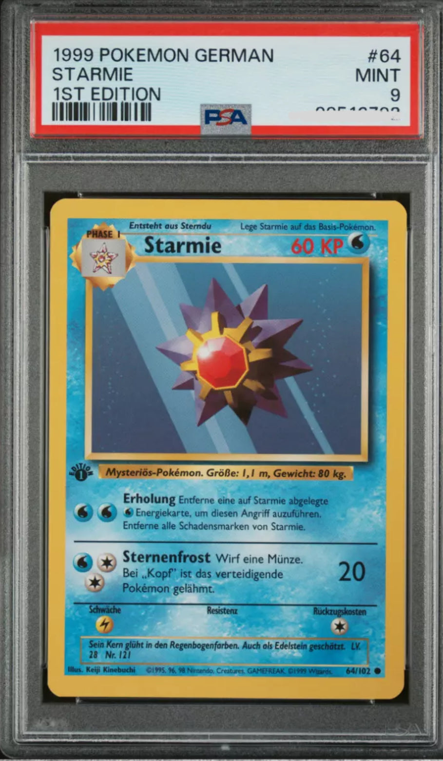 Pokemon Base Set - Starmie 1st Edition - Deutsch PSA9