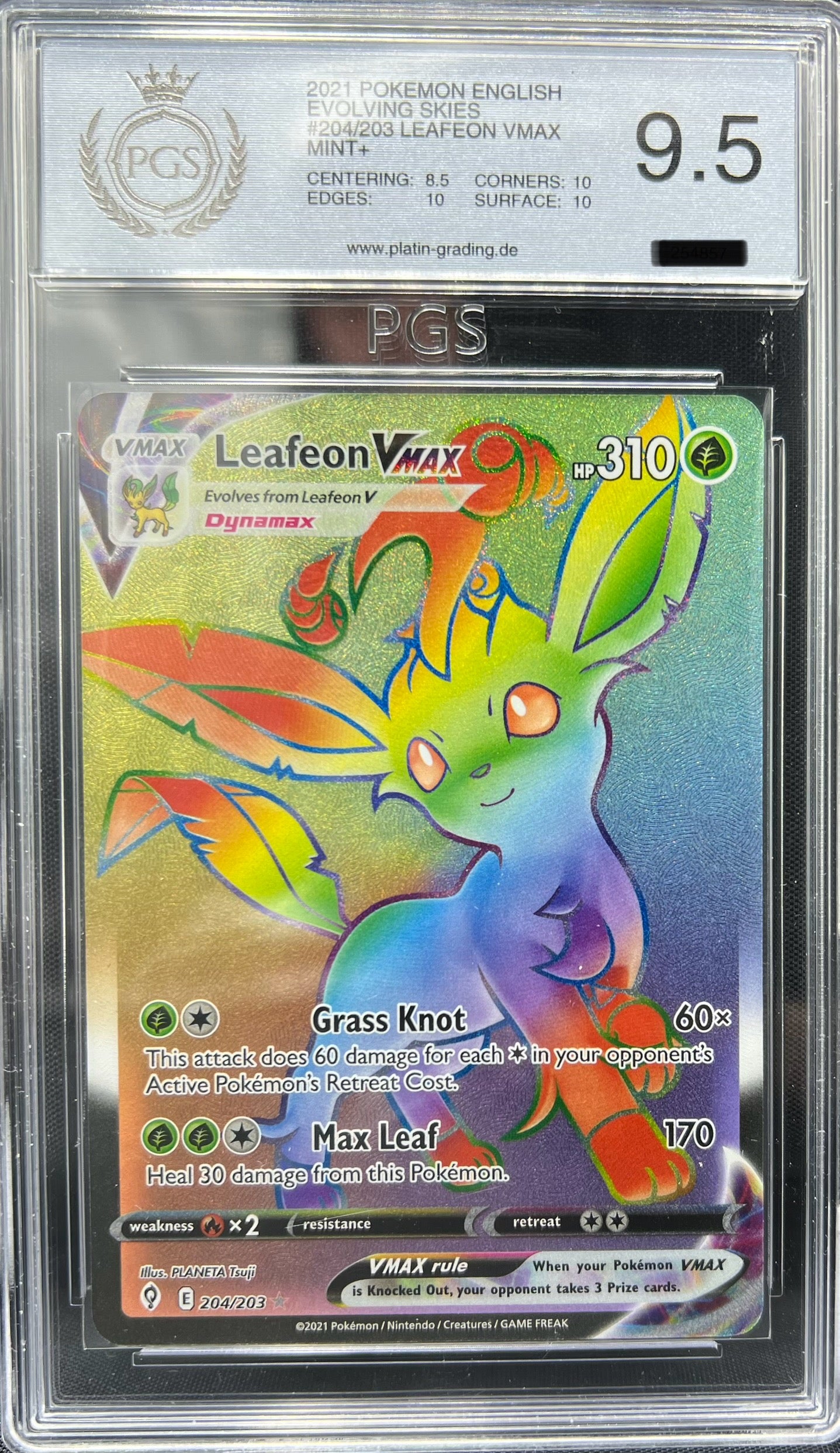 Pokemon Drachenwandel - Leafeon VMAX Rainbow - Englisch PGS 9.5